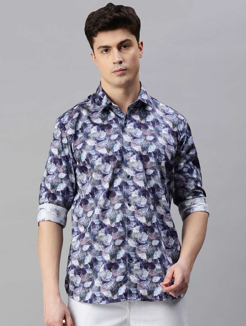 mens leaf print casual shirt - 19963566 - Zoom Image - 0