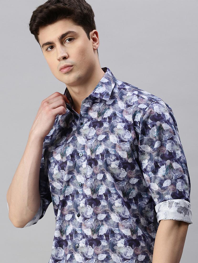 mens leaf print casual shirt - 19963566 - Standard Image - 4