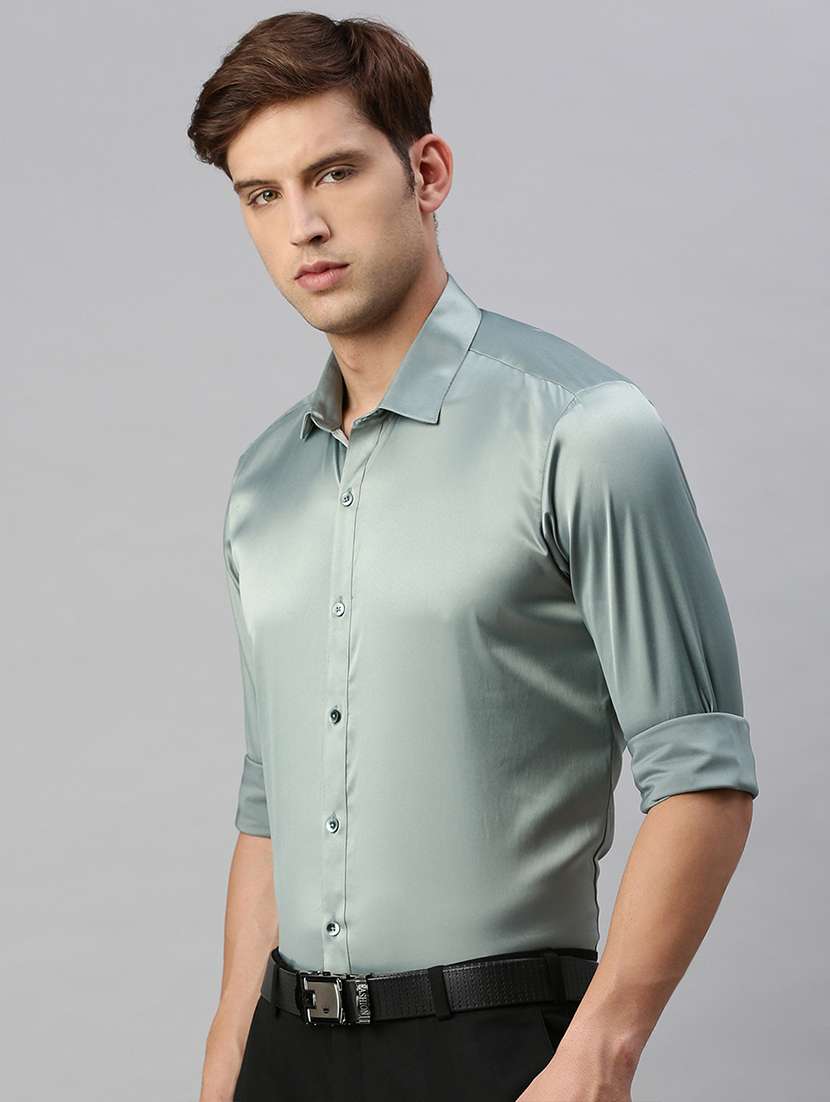 grey solid formal shirt - 19963578 -  Standard Image - 1