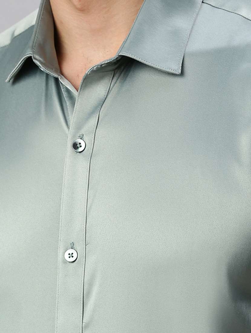 grey solid formal shirt - 19963578 -  Standard Image - 4