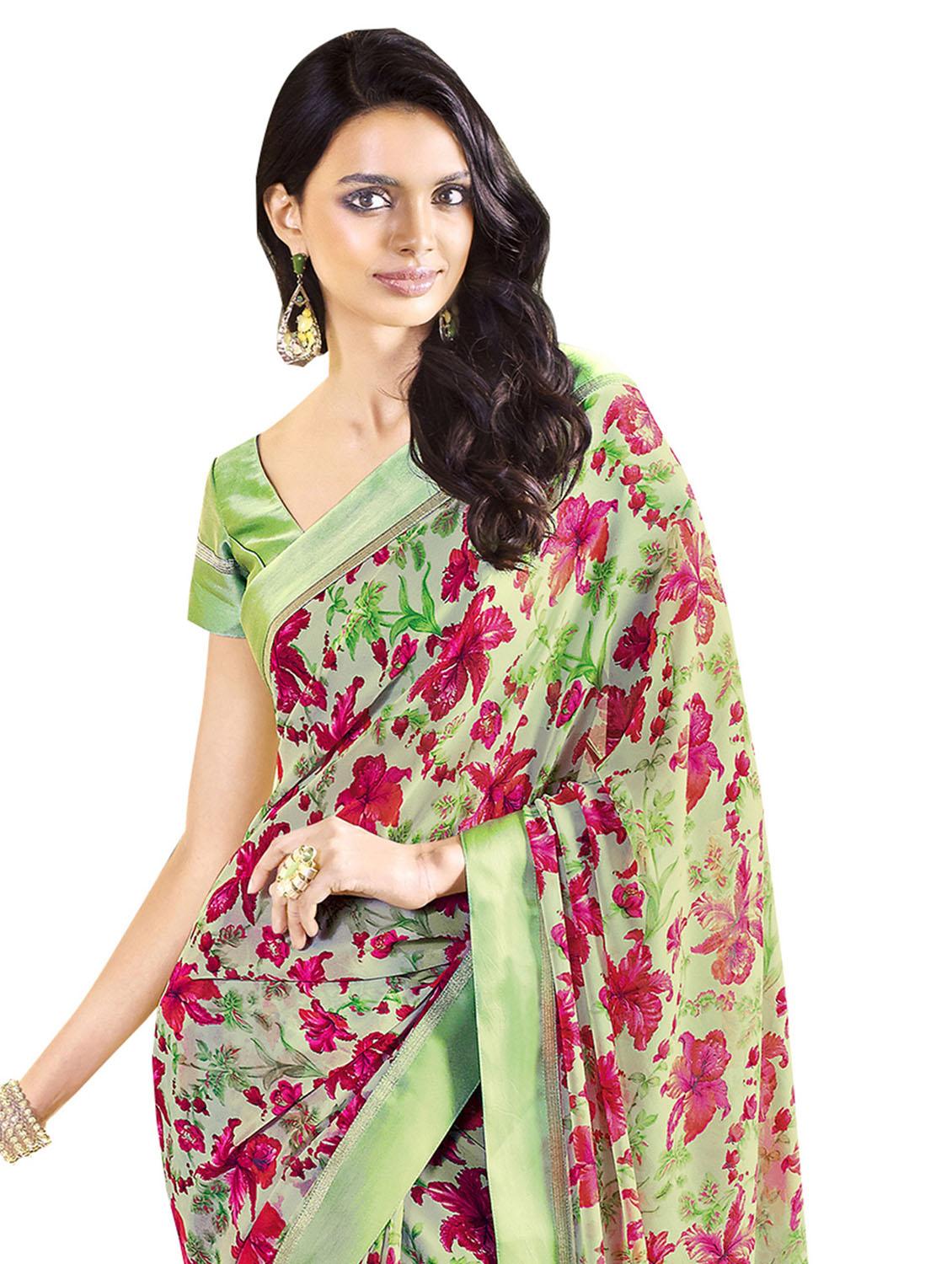 printed woven saree with blouse - 19963705 - Standard Image - 1