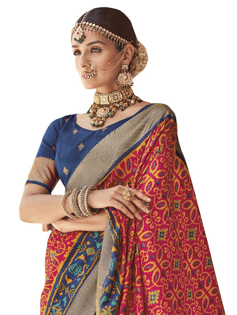 printed woven saree with blouse - 19963712 - Standard Image - 1