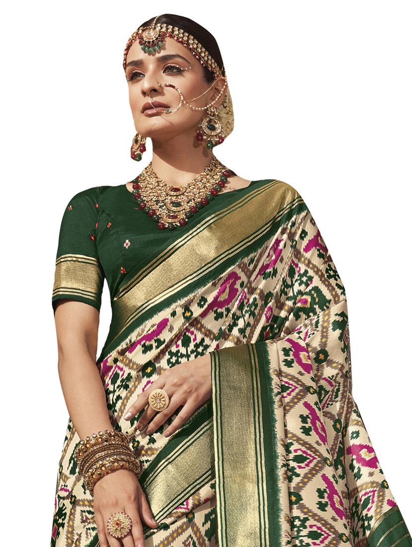 printed woven saree with blouse - 19963715 - Standard Image - 1