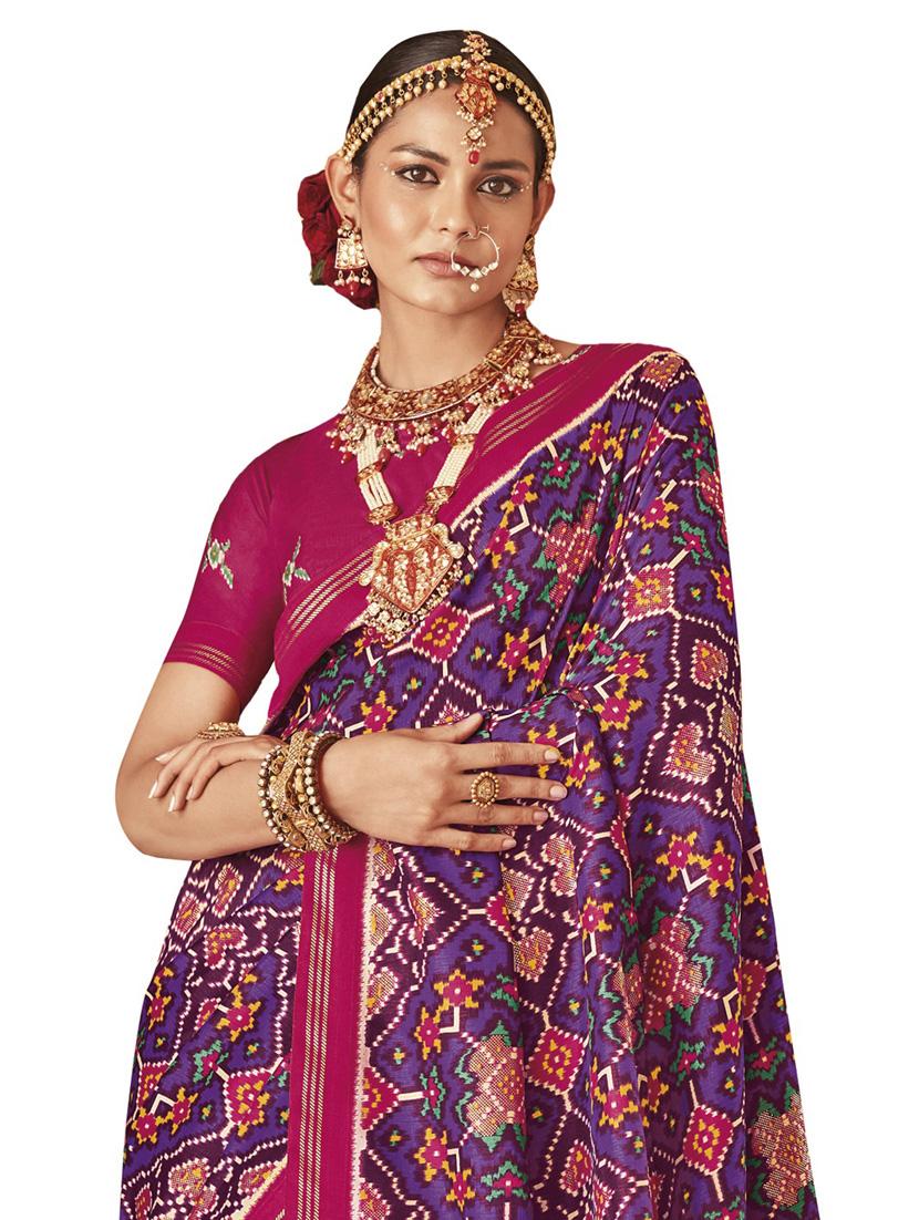 printed woven saree with blouse - 19963716 - Standard Image - 1
