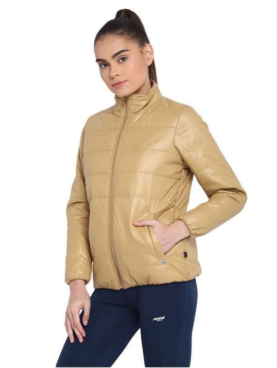 beige solid quilted jacket - 19963832 - Standard Image - 1