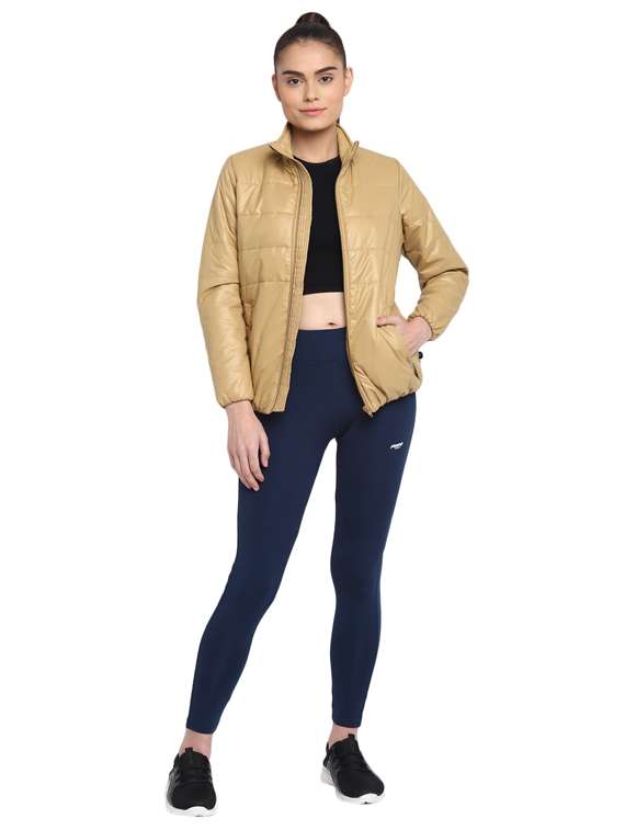 beige solid quilted jacket - 19963832 - Standard Image - 4