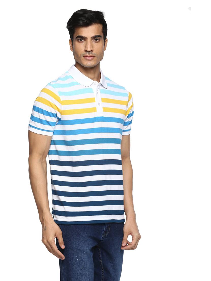 men striped cotton polo t-shirt - 19964001 - Standard Image - 1
