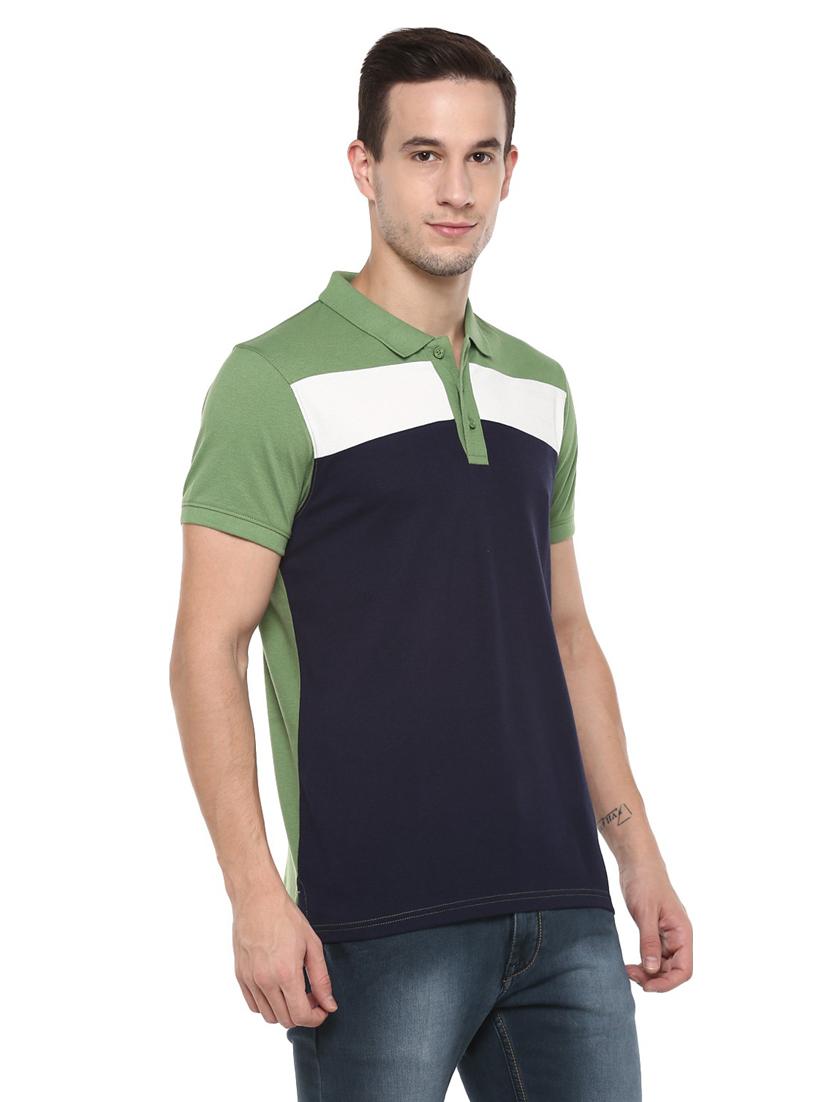men color block cotton polo t-shirt - 19964006 - Standard Image - 1