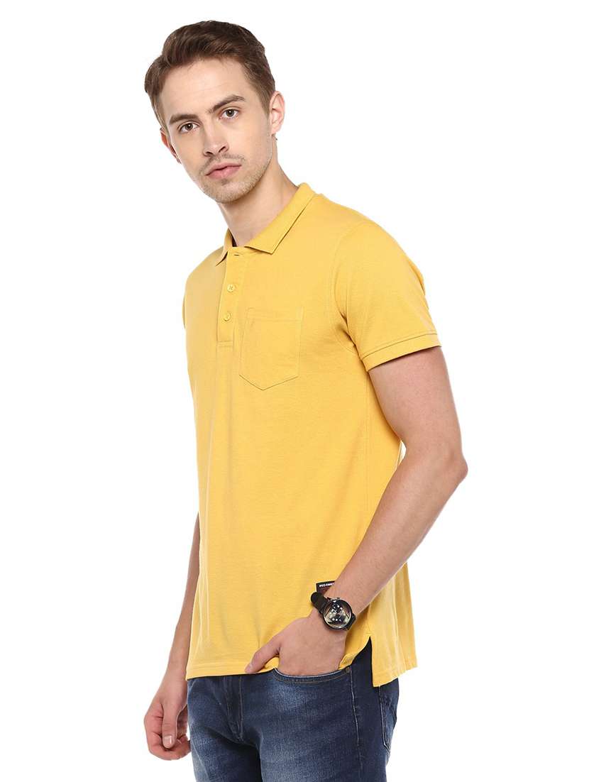yellow solid cotton polo t-shirt - 19964008 - Standard Image - 1