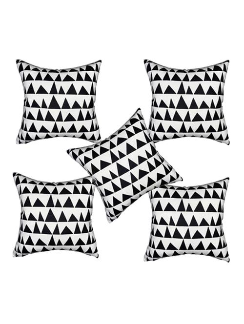 black white pillow covers, triangles cotton cushions, modern home décor, 16x16 inches, set of 5 - 19964069 -  Standard Image - 0