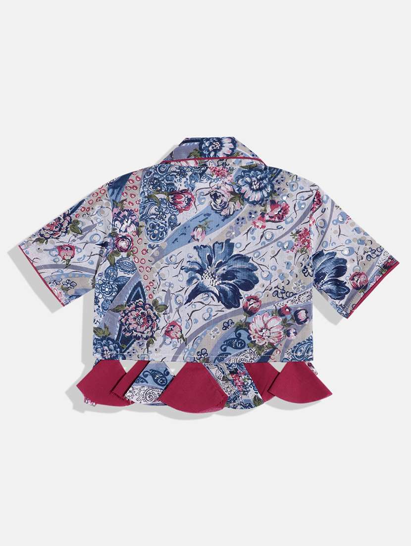 blue printed cotton twin set - 19964612 -  Standard Image - 1