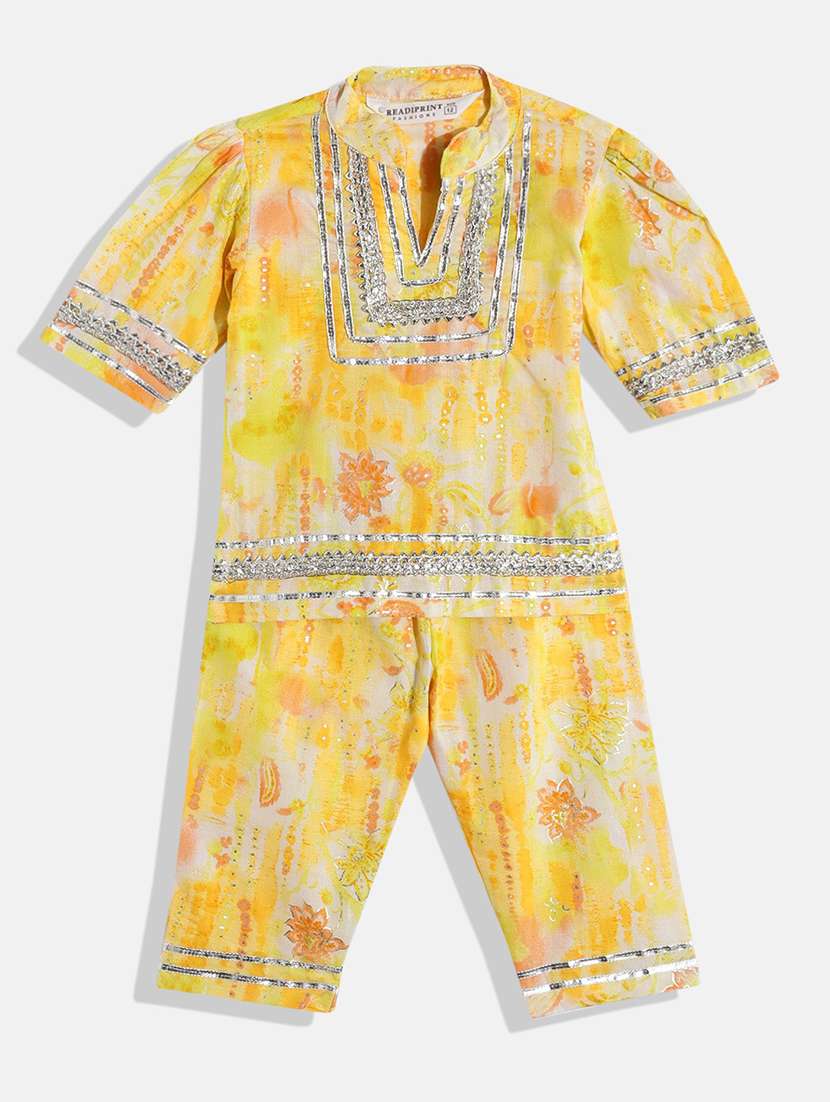 girls printed cotton suit set 