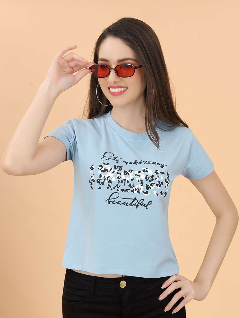 women's crop round neck top