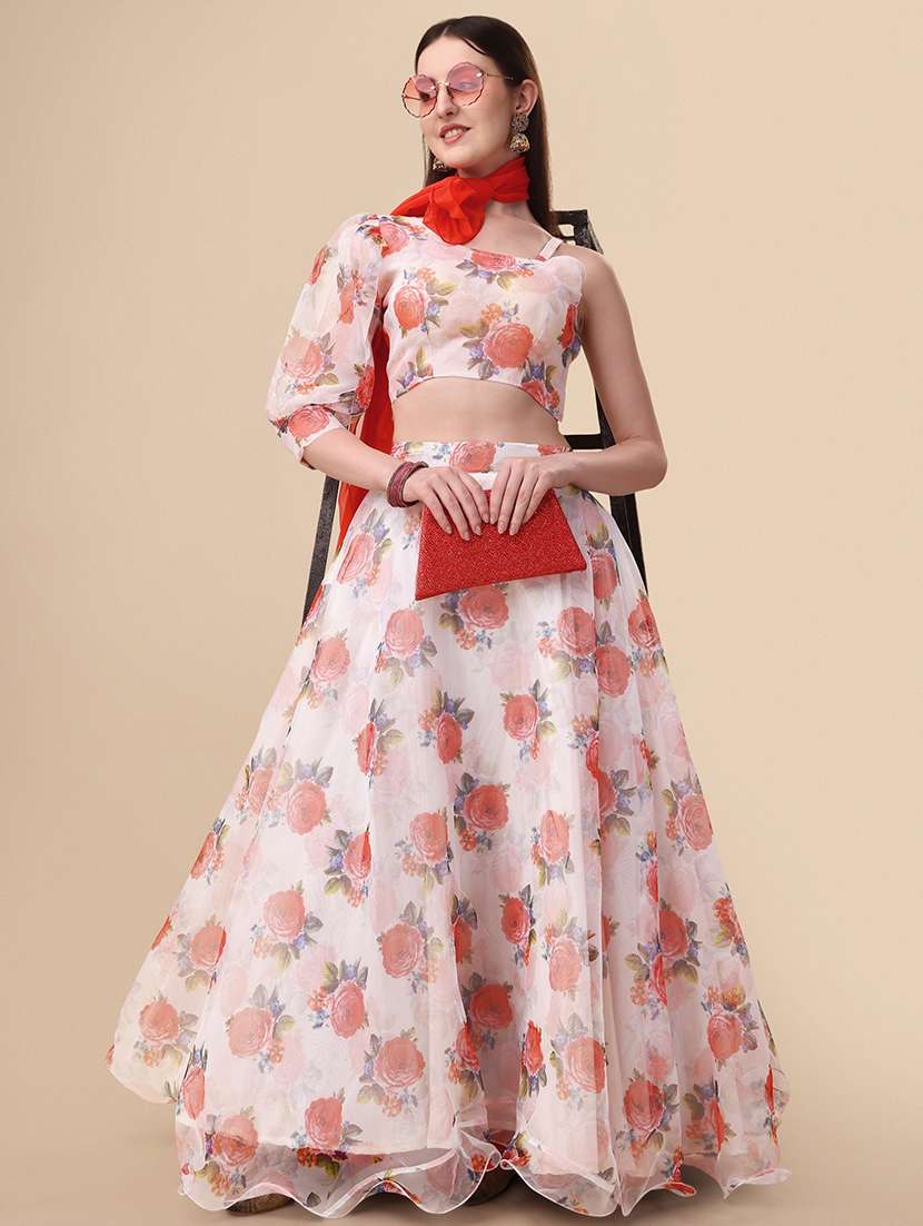 printed flared lehenga choli with dupatta - 19967858 - Standard Image - 1