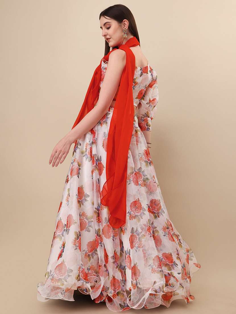 printed flared lehenga choli with dupatta - 19967858 - Standard Image - 4