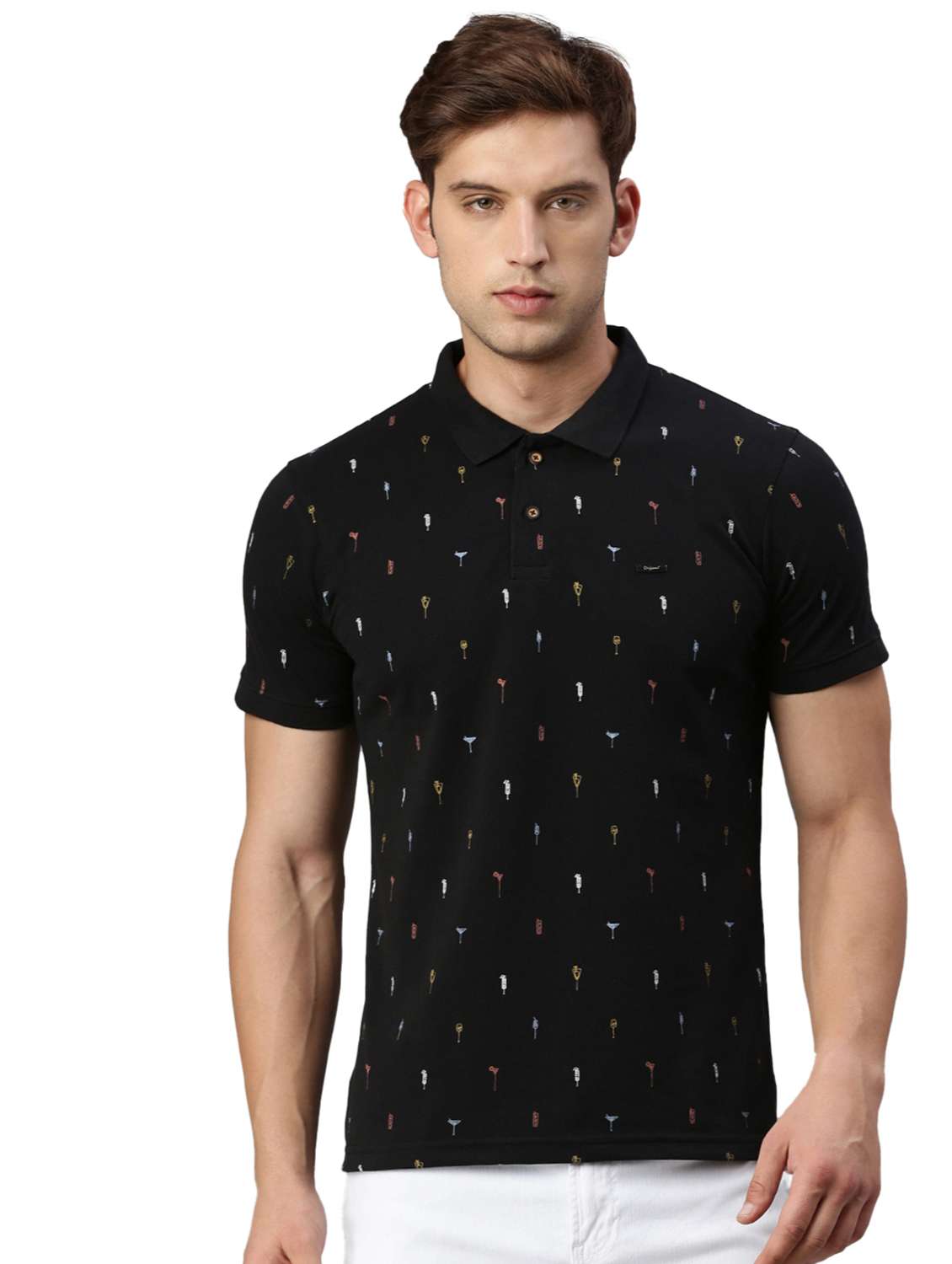 polo neck printed polo t-shirt