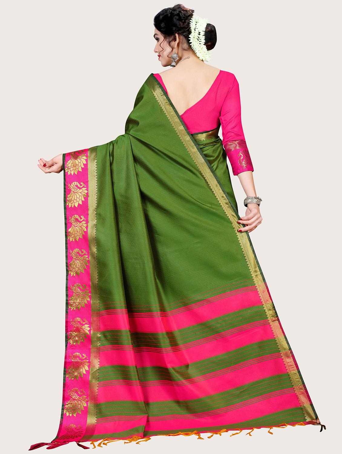olive jacquard banarasi saree - 19967973 - Standard Image - 1
