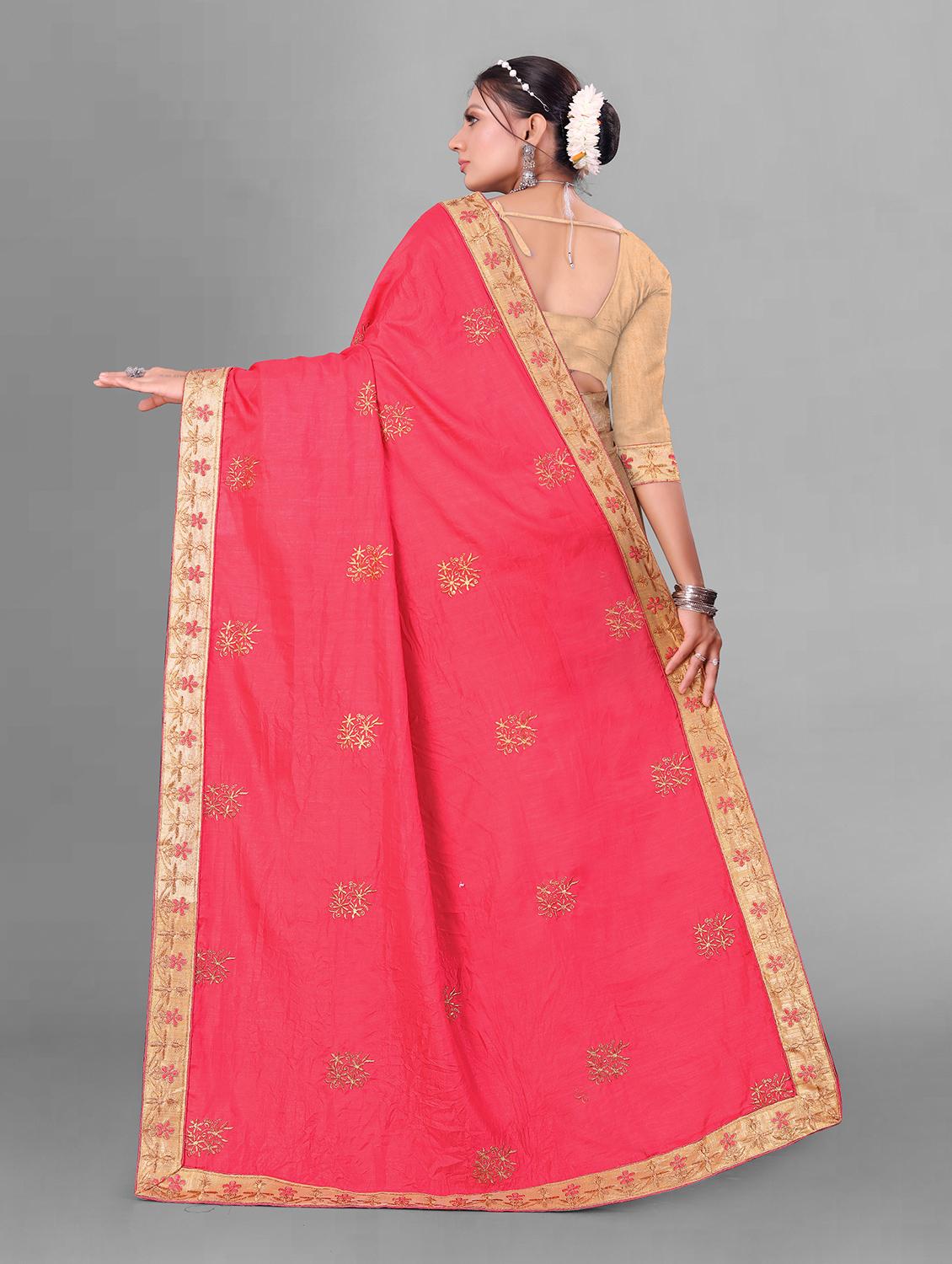 pink printed half and half saree with blouse - 19968057 -  Standard Image - 1