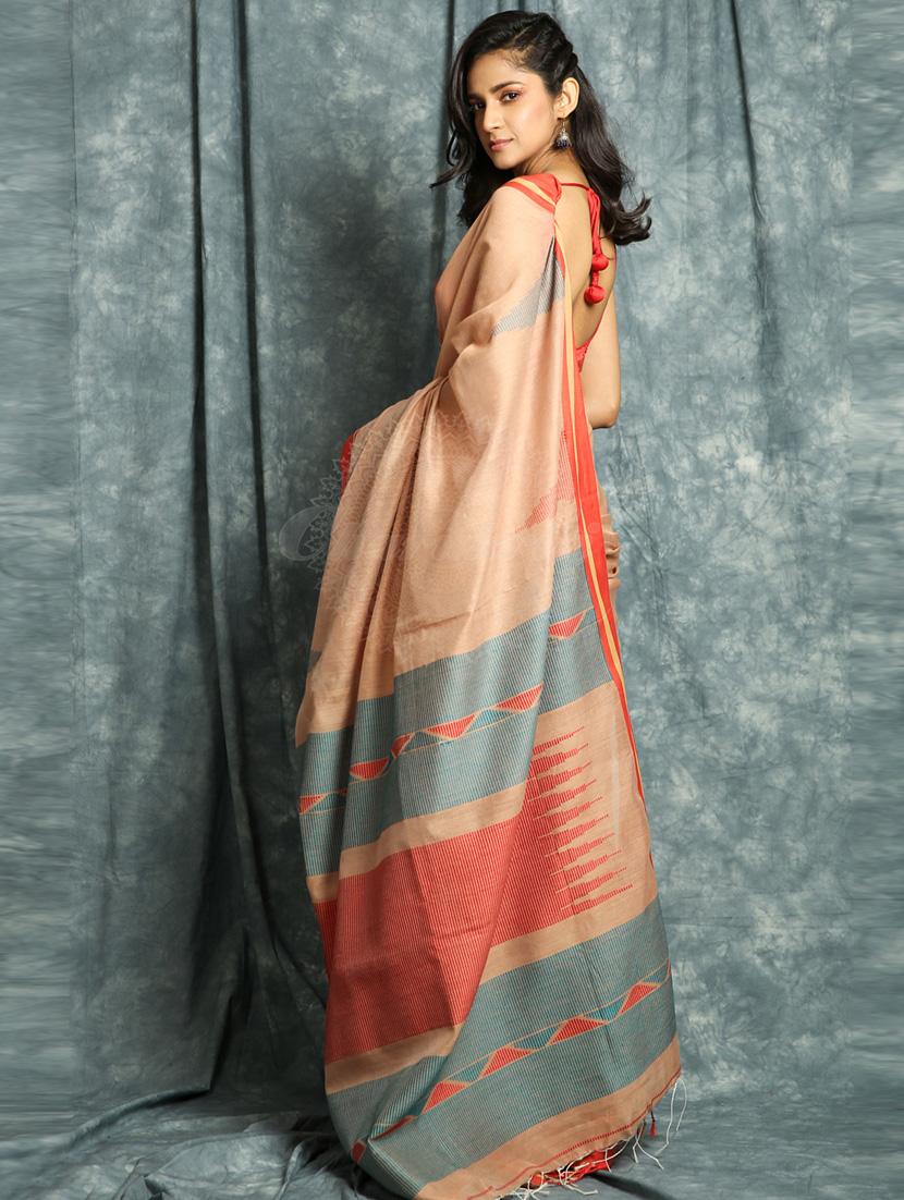 red cotton blend saree - 19968139 -  Standard Image - 1