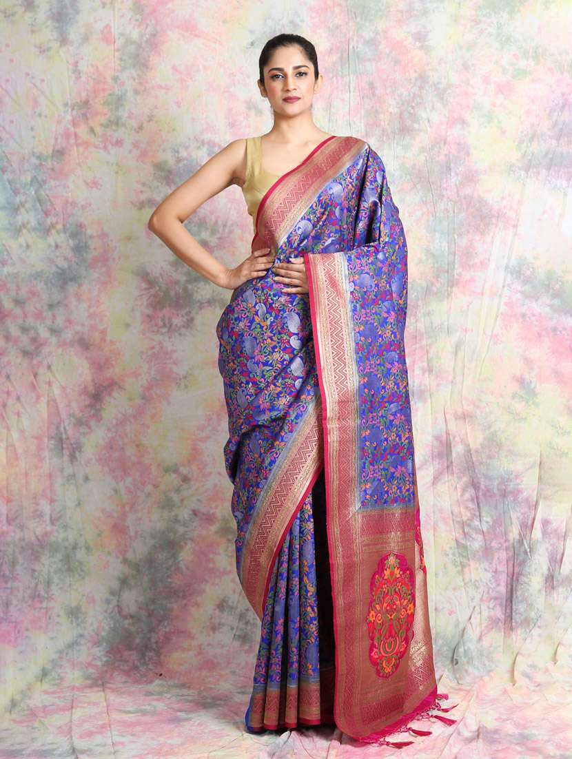 self design woven saree with blouse