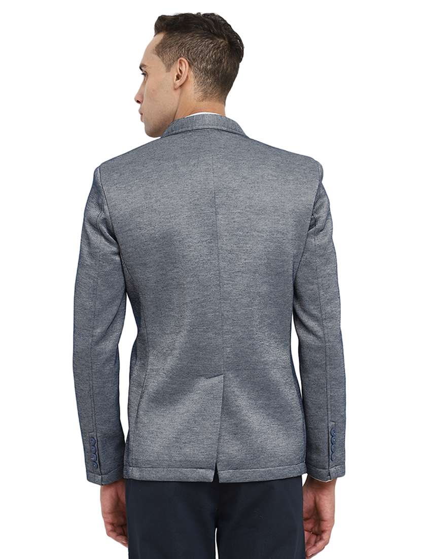 grey solid single breasted casual blazer - 19969223 -  Standard Image - 1