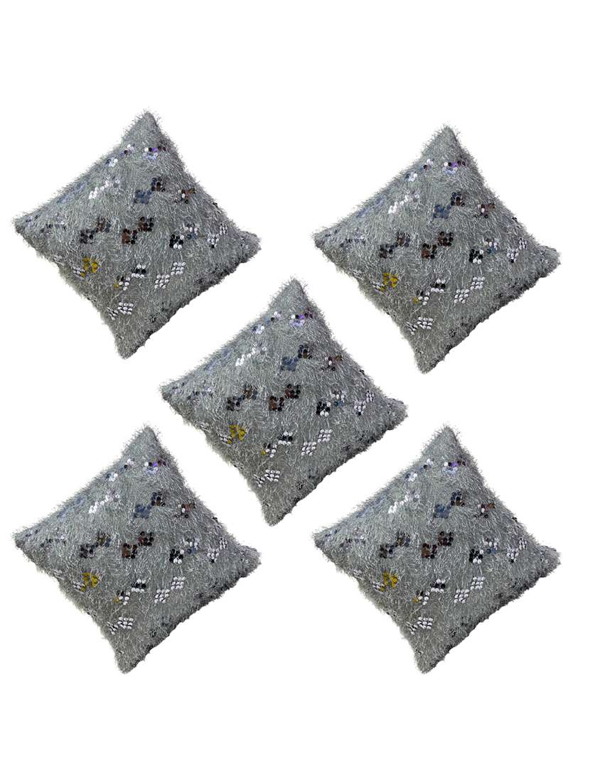 home d�cor sequins cushion cover set of 5, 16x16 inch