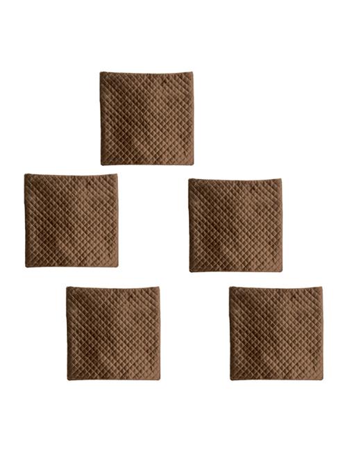 quilted brown sofa cushion cover home decoration set of 5,16x16 inch - 19970020 -  Standard Image - 0