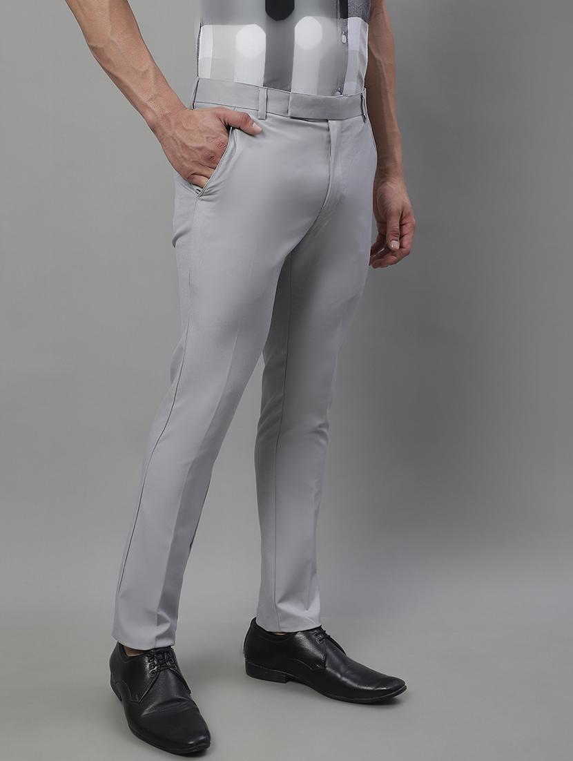 grey cotton flat front trousers formal - 19970696 -  Standard Image - 1