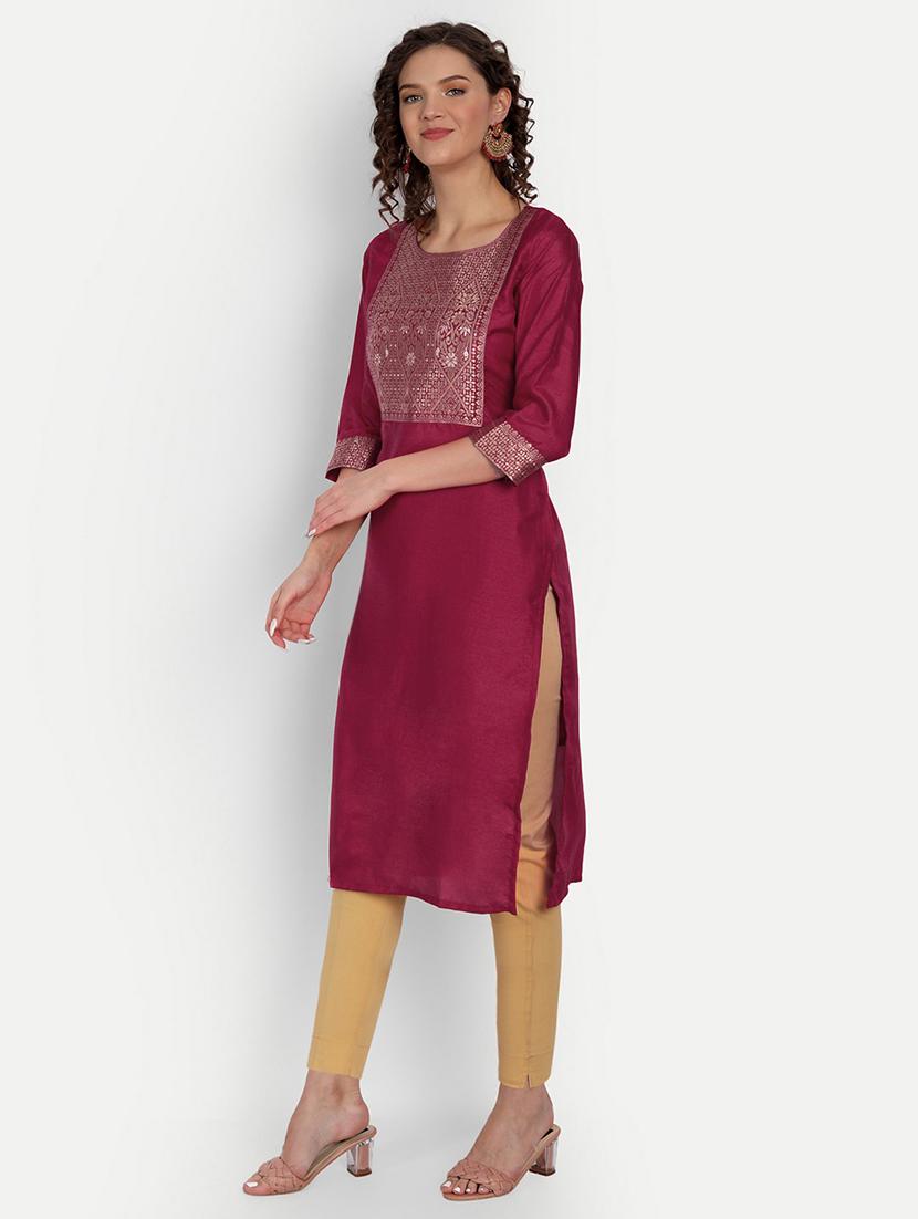 self design straight kurta - 19971067 - Standard Image - 1