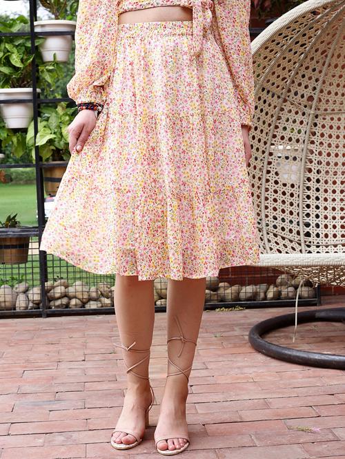 white printed flared skirt - 19971417 -  Standard Image - 0