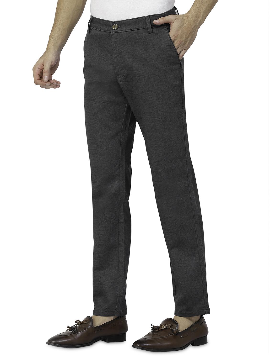grey cotton flat front trouser - 19971589 - Standard Image - 1