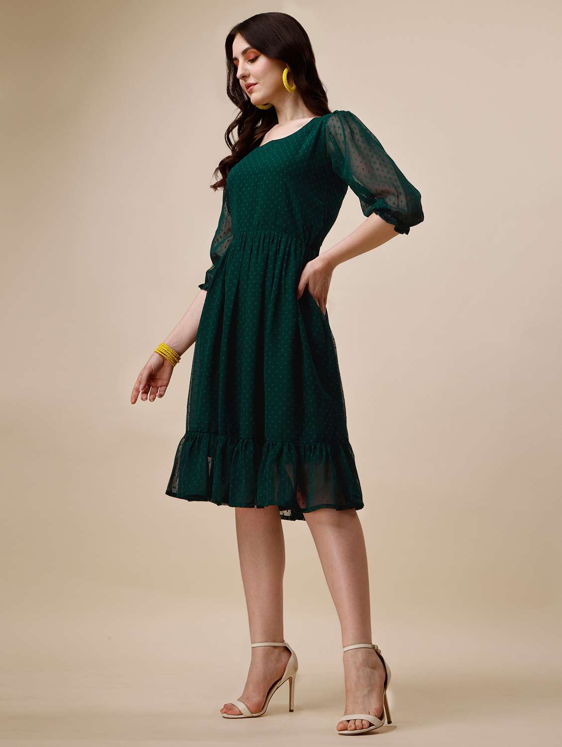 women's tiered dress swiss dots dress - 19971964 - Standard Image - 1