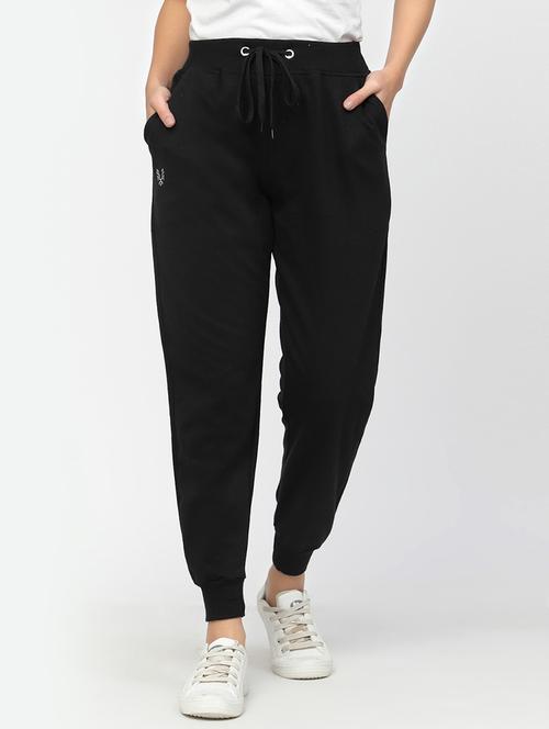 black solid cotton jogger - 19971972 - Standard Image - 0