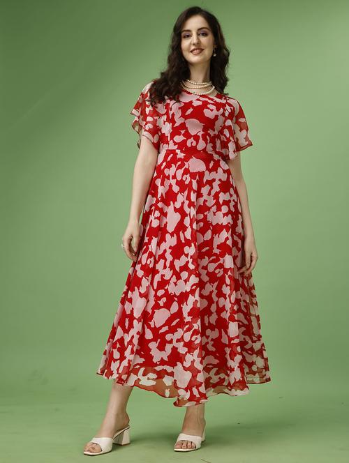 women's fit & flare printed dress - 19974315 -  Standard Image - 0