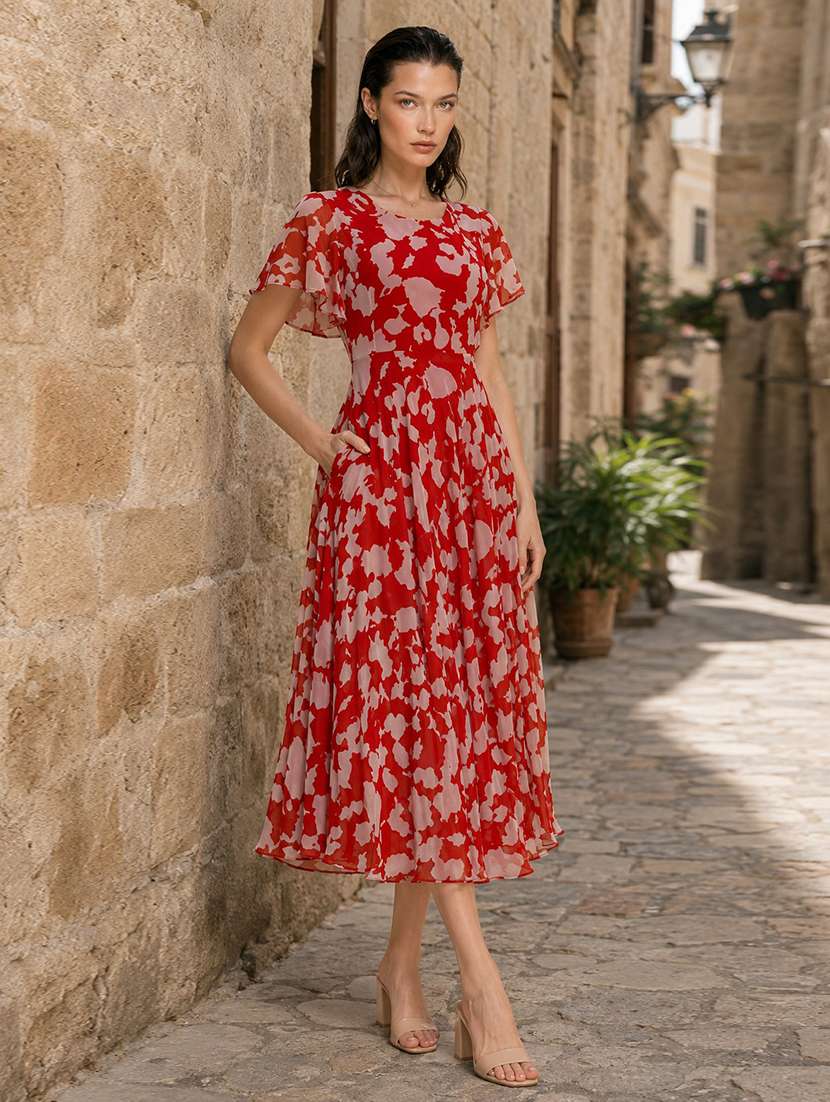 women's fit & flare printed dress