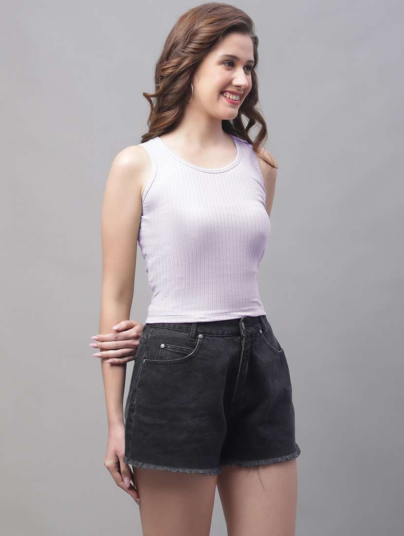 women lavender solid crop top - 19974443 -  Standard Image - 1