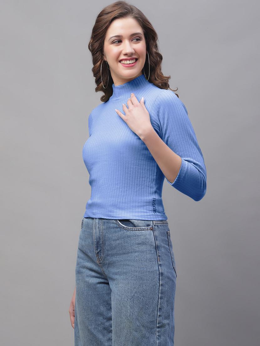 women light blue solid regular top - 19974464 - Standard Image - 1