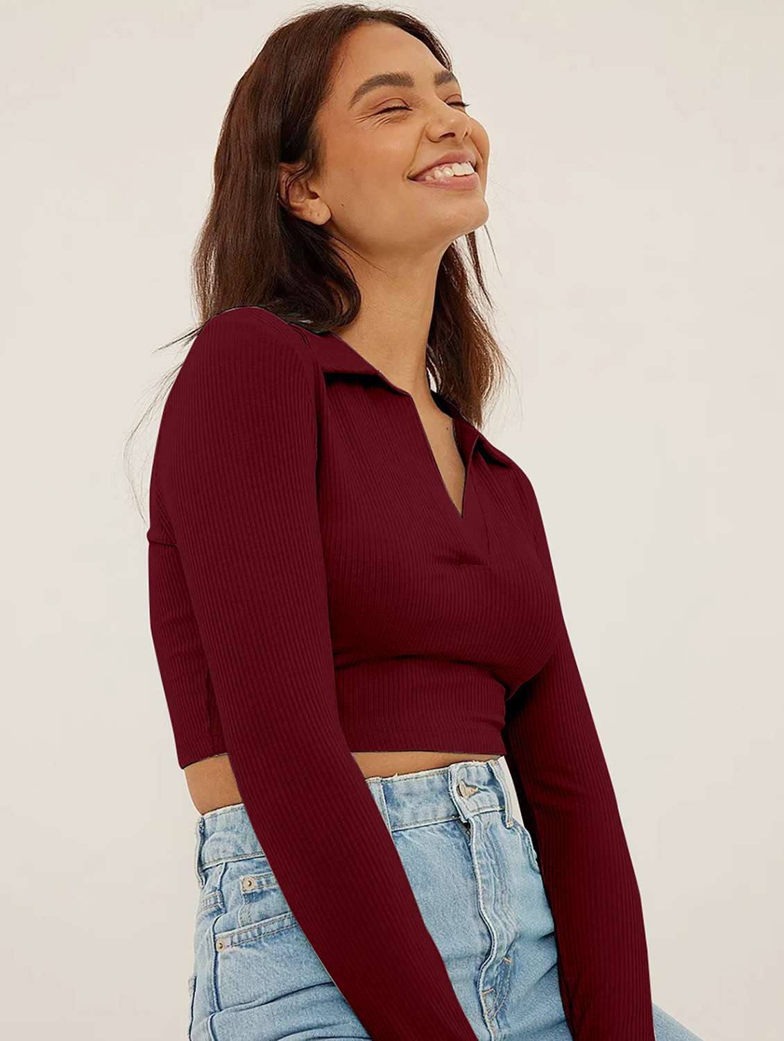 women's crop collared top - 19974581 -  Standard Image - 1
