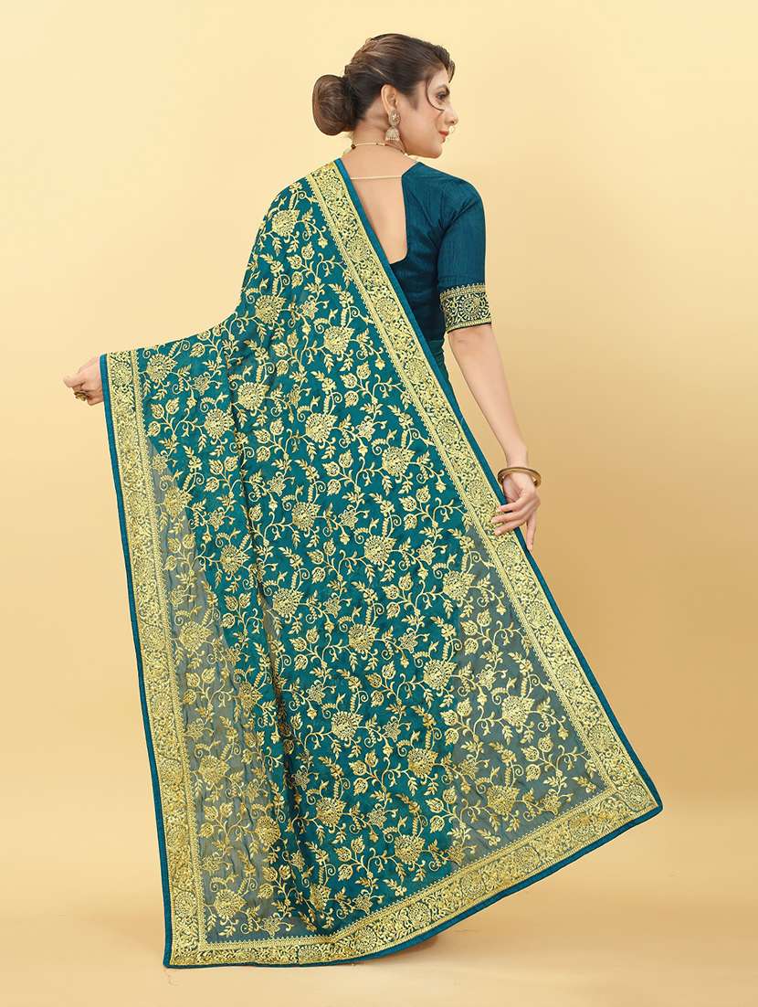 floral embroidered saree with blouse - 19975554 - Standard Image - 1