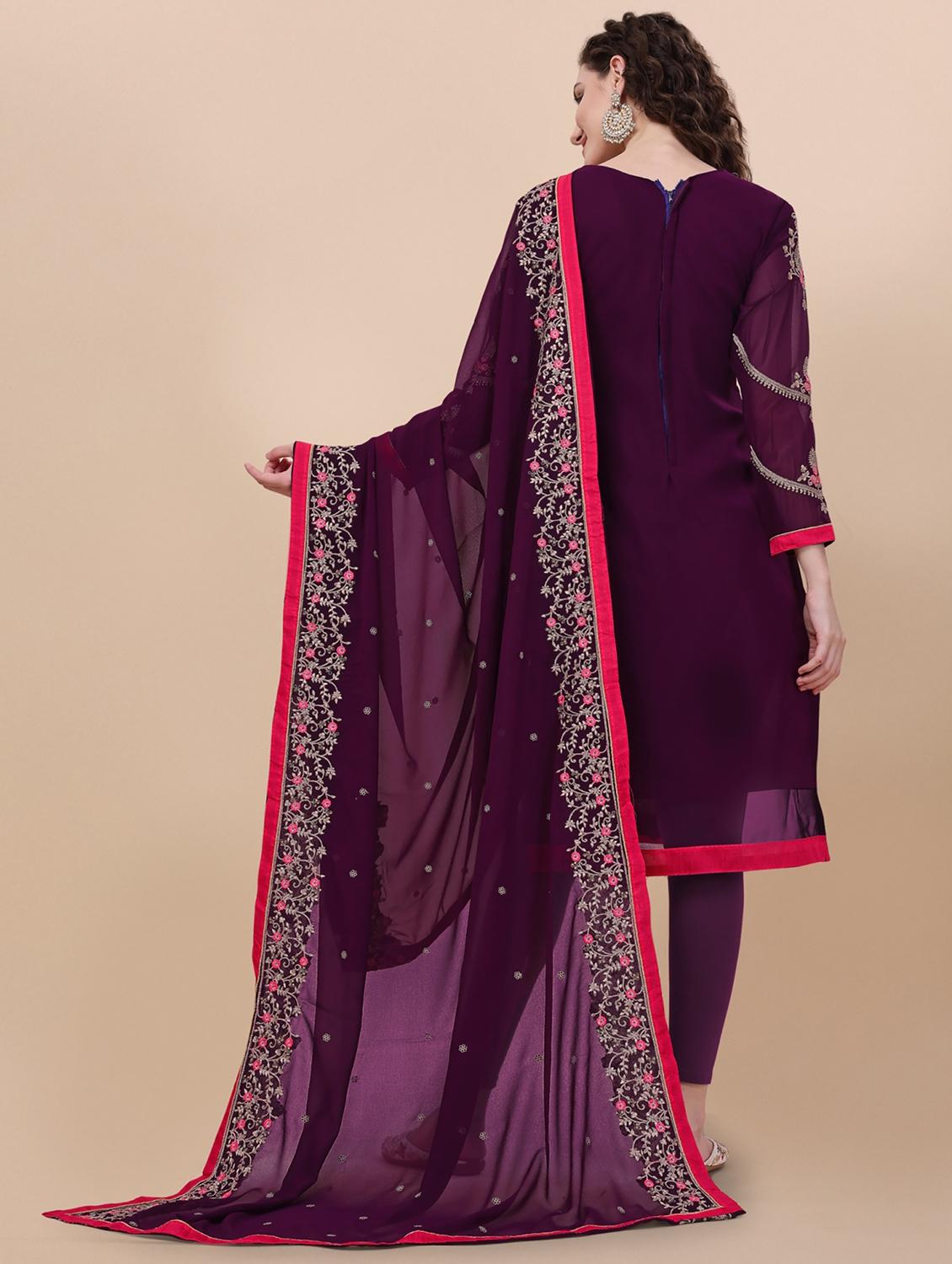 embroidered semi-stitched suit set - 19975573 -  Standard Image - 1