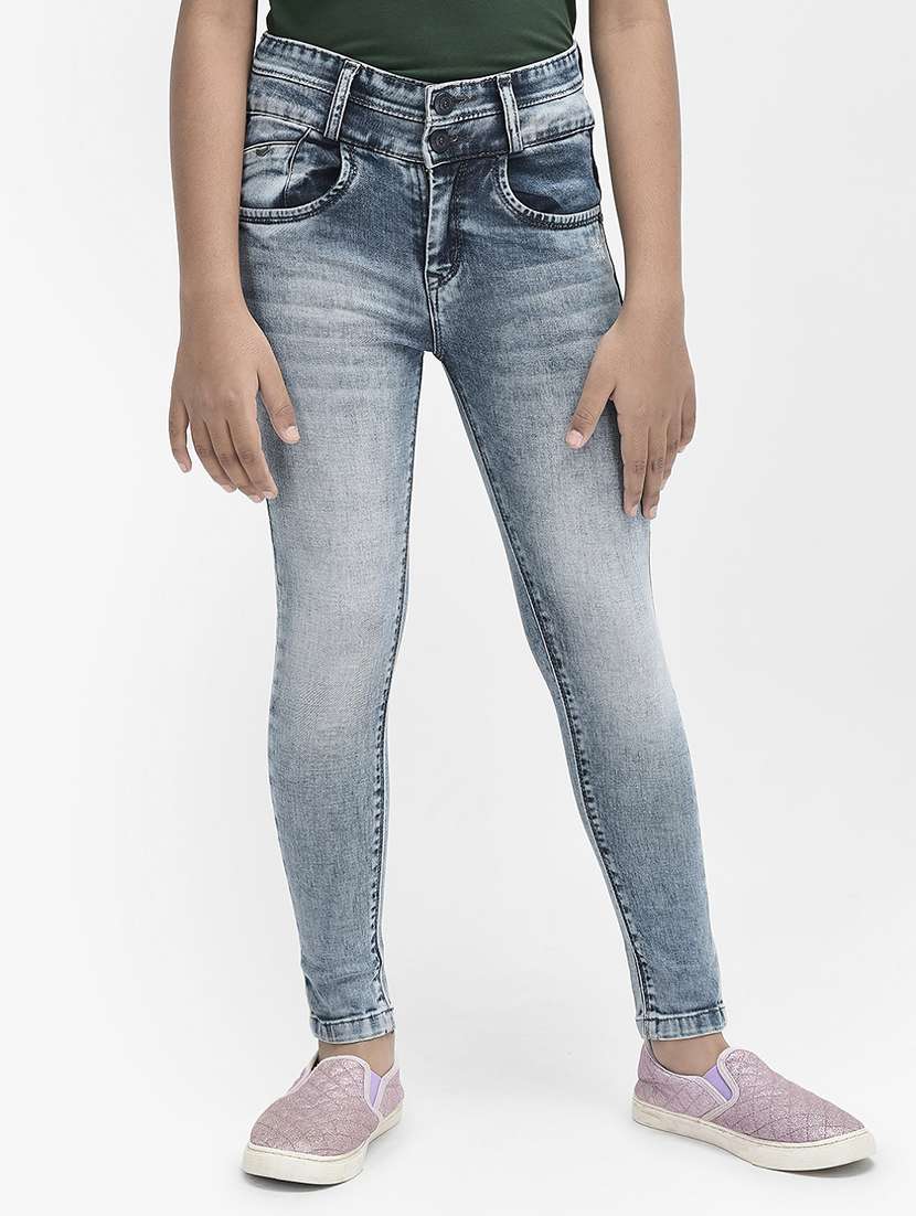 blue solid skinny fit jeans