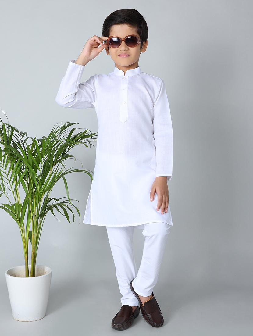 white cotton kurta set - 19975800 - Standard Image - 1