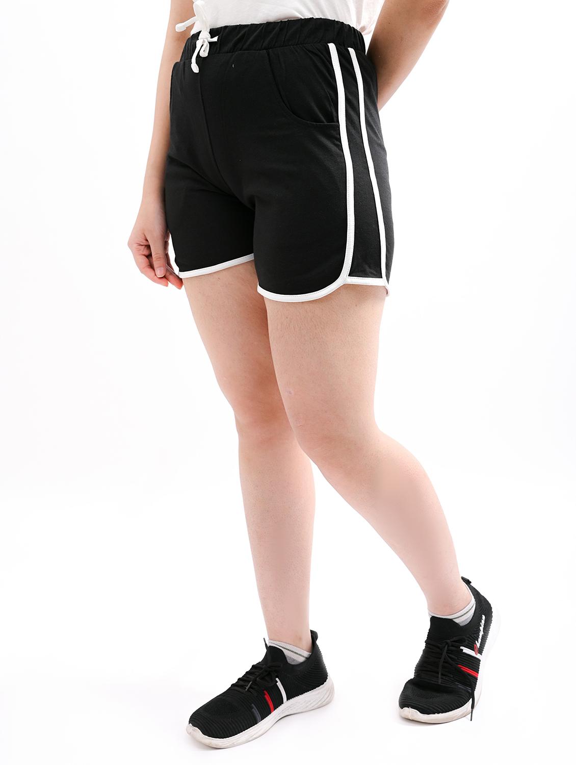 black cotton regular shorts - 19975804 - Standard Image - 1