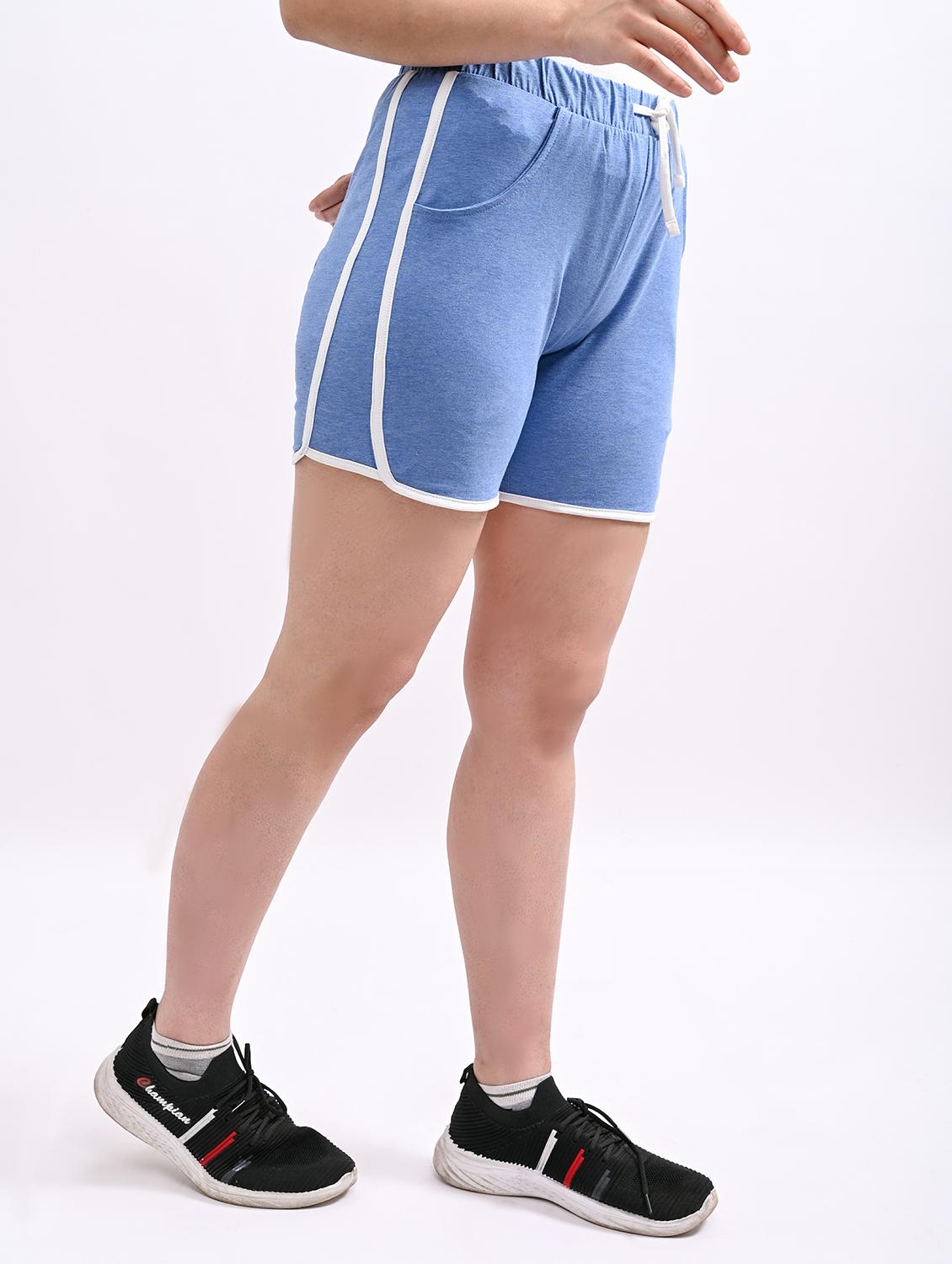 light blue cotton regular shorts - 19975807 - Standard Image - 1