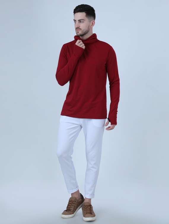 men's solid turtle neck t-shirt - 19976103 -  Standard Image - 4