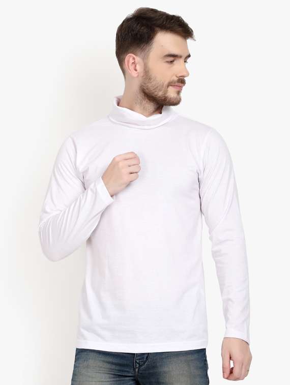 men's solid high neck t-shirt