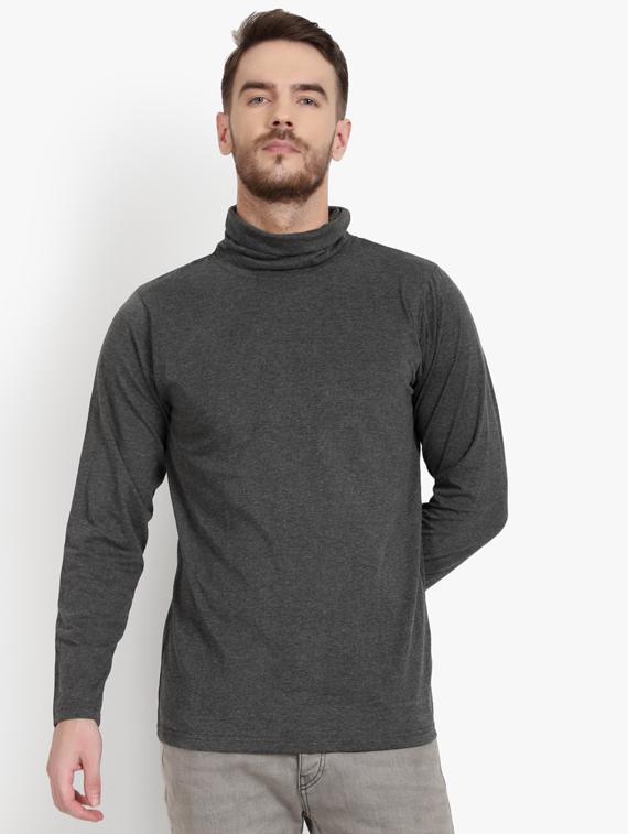 men's solid turtle neck t-shirt - 19976149 -  Zoom Image - 0
