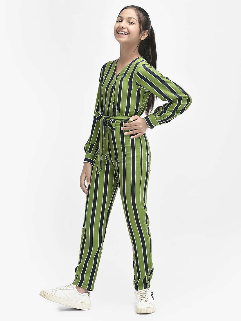 v neck striped full length jumpsuit - 19976701 - Standard Image - 1