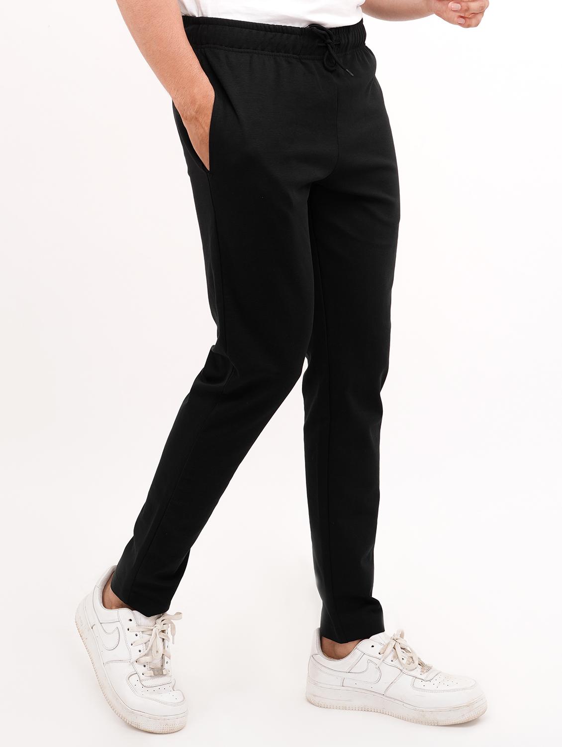 black solid full length track pant - 19977160 - Standard Image - 1