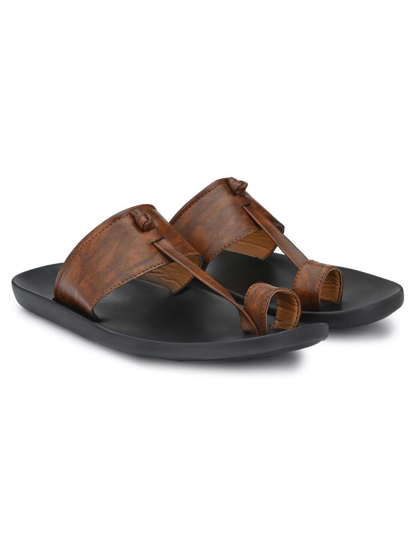 brown synthetic & mesh slip on slippers - 19977190 -  Standard Image - 1